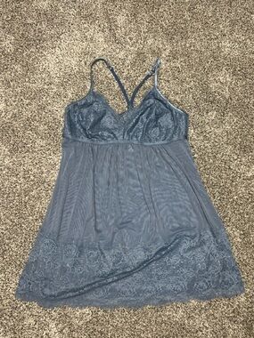 Soma Blue XL Lace & Mesh Chemise Nightgown Babydoll Sleep Dress NWOT 79984
